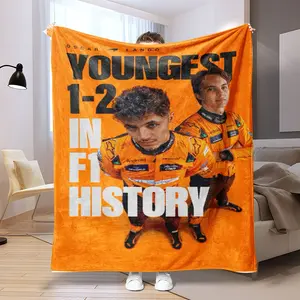 Mclaren F1 Youngest 1-2 Commemorative Blanket, Soft Ultra-Cotton Flannel, Warm Skin-Friendly, Home Car Use, Norris & Piastri Design