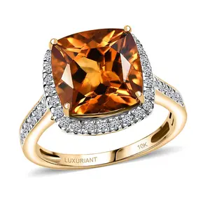 AAA Santa Ana Madeira Citrine and GH SI Luxuriant Lab Grown Diamond 5.27 ctw Ring in 10K Yellow Gold Size 7 Christmas Gifts
