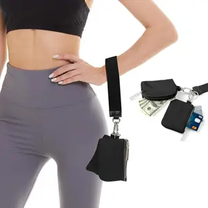 Wristlet Wallet Dual Pouch Wallet Keychain Zipper Coin Purse with RFID Fashionable Portable Nylon Wallets for Women Handbag with ID Window Compact Travel Essential Mini Card Wallet`