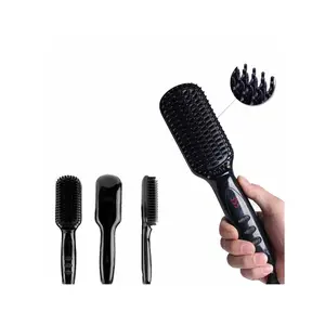 Hair Straightener Brush, Hair Straightener Comb Straightening Brush ForMan And Women With 12 Temps, 30s Fast Heating & Anti-Scald,Travel Portable Styling Comb Beard Iron, Multifunctional Straightening Brush (US Plug)