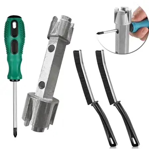 Tub Drain Remover Wrench - Use to Install and Remove Most Bath and Shower Drains and Closet Spuds Square Plastic Toilet Seat Nuts, Screwdriver Cleaning Brush