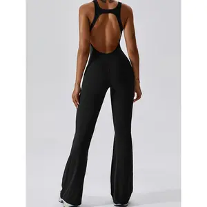 Development Quick-Drying Tight Yoga Suit Beautiful Back Fitness Jumpsuit Dance Sports Fitness Suit Hip Lift Tummy Tuck Flared Jumpsuit Yoga Suit