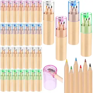 32 Pack Mini Drawing Colored Pencils Set with Sharpener 3.3inch Short Fat Color Pencils in Tube Bulk Coloring Pencils for Kids Adults for Coloring Books Classroom School Drawing