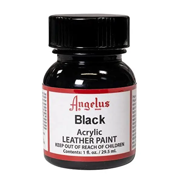 Angelus Acrylic Leather Paint, 1 Fl Oz, Black - Professional Flexible, Crack, Scratch, Peel Resistant Leather Paint for Shoes, Sneakers, Canvas, Furniture and Other Leather Projects