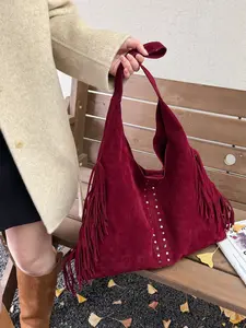 Boho Style Women's Shoulder Bag with Tassel Design, Fashionable Single Strap Handbag for Work, Shopping, Dating, Commuting, Daily Use