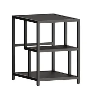 Black Three - Tier Side Table: Sketching the Poetic Outline of Life within Inches