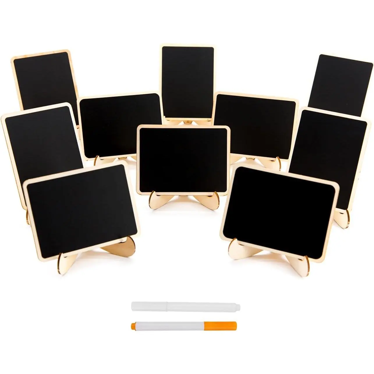 10 Pack Mini Chalkboards Signs with Easel Stand, Small Rectangle Chalkboards Blackboard, Wood Place Cards for Weddings, Birthday Parties, Message Board Signs and Event Decoration