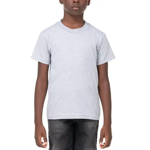 Pro Club Men's Youth Classic Cotton Loose-Fit Plain Short-Sleeve Crew Neck Tee - Breathable Natural Fabric, Casual Menswear Top