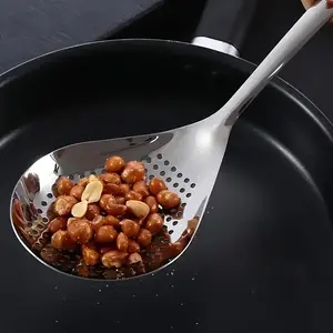 1pc Durable, Easy to Clean Restaurant Grade Kitchen Utensils And Supplies Stainless Steel Colander, Kitchen Dumpling Noodle Fishing Spoon Draining Oil Frying Colander