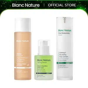 [Blanc Nature Official Shop] Skin Reset Gift Set – Heartleaf Calming Toner + Calming Serum + Snail Moisturizing Cream | Day & Night Glow Routine Korean Skincare