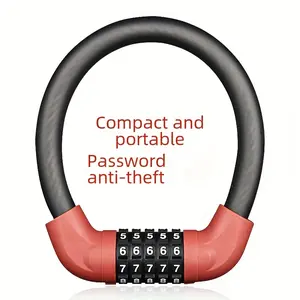 Bicycle Password Lock Anti-Theft Five-Digit Combination Lock, Electric Bike Steel Cable Wire Lock, Durable Security Accessory