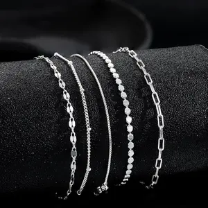 Silver Bracelet Set - Exquisite 14K Silver Bracelet, Waterproof, Fashionable and Simple, Small Bracelet for Women, Anniversary Gift, Holiday Gift