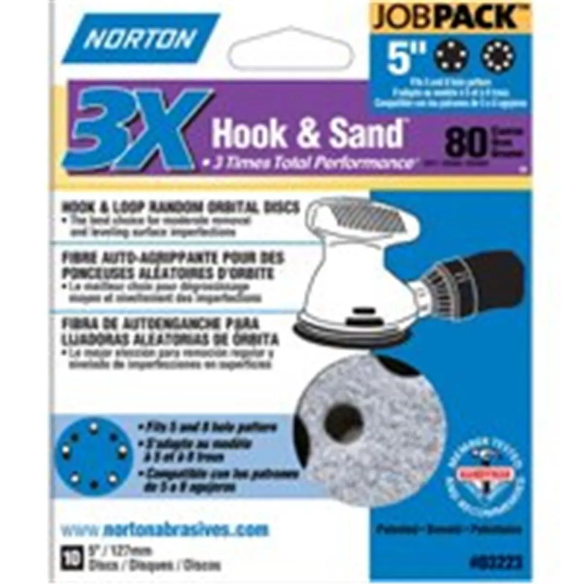 Norton 3223 Hook-and-Sandpaper Disc Pack, 80-Grit Ceramic Alumina Reptile & Amphibian Cleaning Tool, Fiber Backed P-Graded Fiber Reinforced Backing, Water-Based Zinc Stearate Open Coat for Stripping Paint, Sanding Primer