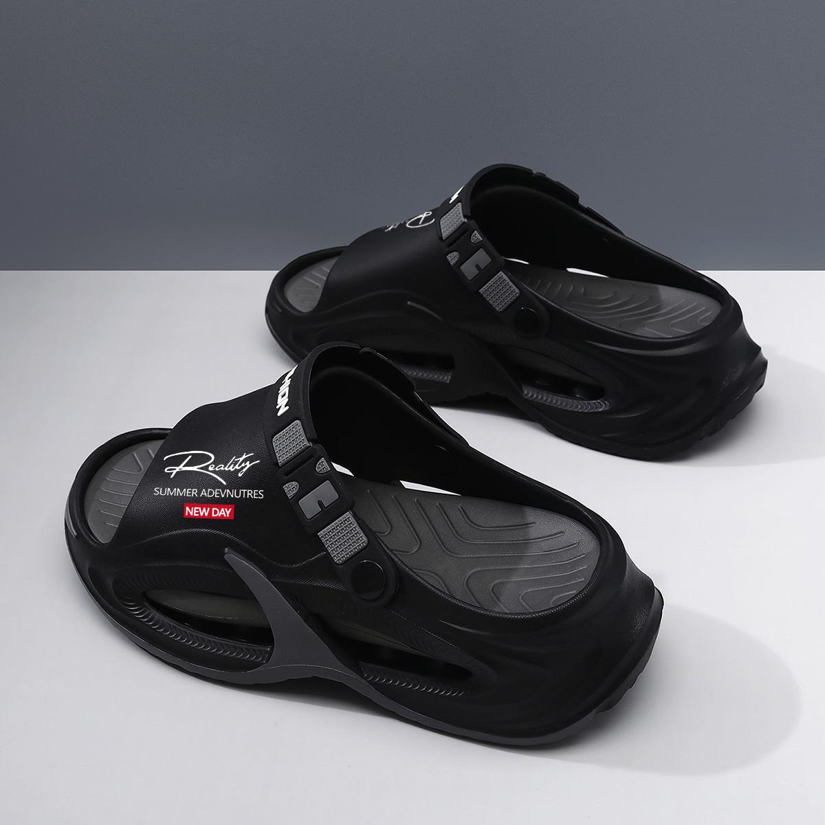Men's EVA Slide Sandals - Thick Sole, Lightweight Cushioned Walking Shoes, Eva Upper, Waterproof, Slip-Resistant, Breathable, Flexible, Modest Ankle, Easy Slip-On, Casual Street Footwear for Summer Beach, Outdoor Wear, Indoors