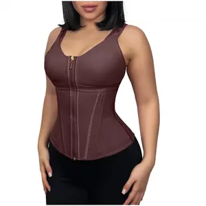Waist Shapewear Corset for Women Tummy Control Sport Workout Body Shaper Vest for Women Gym Zipper and Hooks