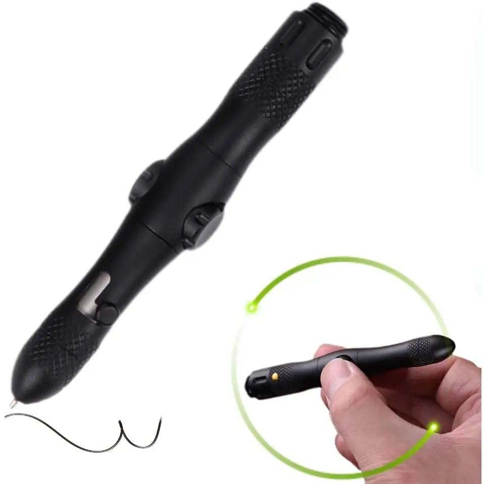 Fidget Pen with Multitool, LED Light, and Magnetic Spinner - Versatile Gadget for Anxiety Relief (Black)