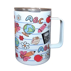 Teacher Lined Paper 12oz Stainless Steel Mug Insulated for HOT AND COLD Drinks. Comes With Clear Lid and Reusable Straw