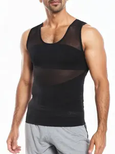 Men's Abdominal Shaping Vest, Compression Tank Top, Semi-Transparent Breathable Underwear, All Seasons Slim-Fitting Core Sculpting
