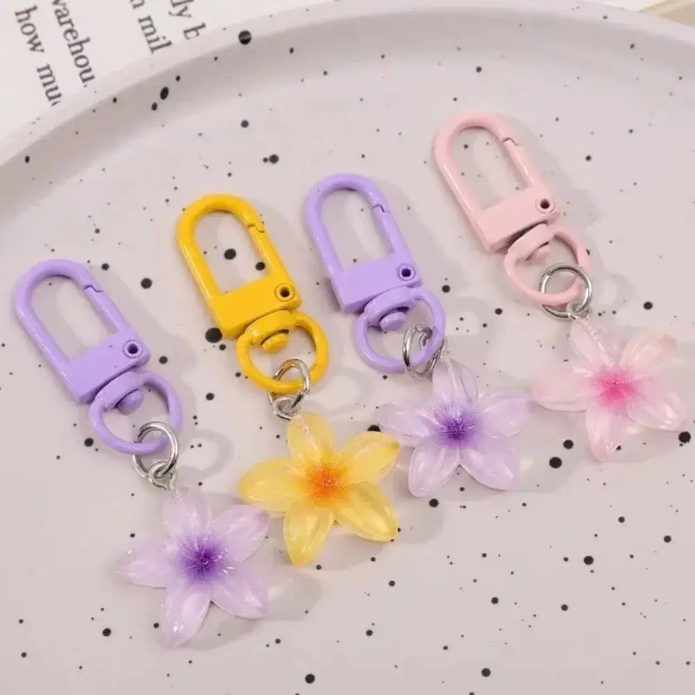 Smooth Resin Flower Keychains, 1/5Pcs Kawaii Fashion Accessories with Colorful Sweet Pendant & Rope, Cute Bag Decoration for Girls, Kawaii Accessories