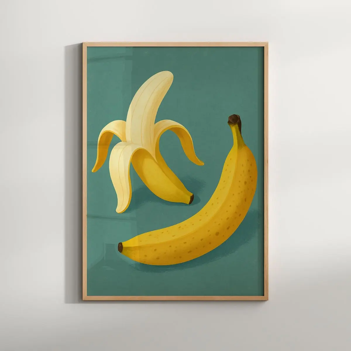 Playful Banana Print – Fruit Art, Modern Kitchen Decor, Minimalist Yellow Wall Art, Printable Gallery Piece, Unframed
