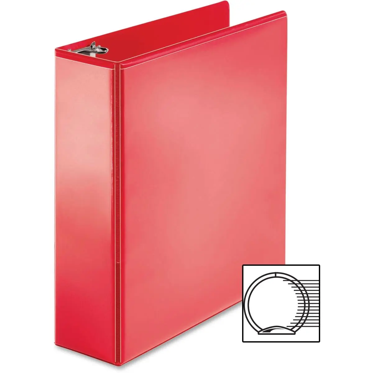 212 MAIN 3 in. Document Binder - Red Office Stationery, Label Display Window, 1/2 in. Back-Mounted Rings, Interior Pockets, Personalized Design, Secures Up to 125 Sheets for Reports, Secure Up To 125 Sheets