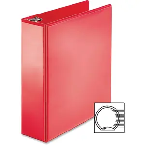 212 MAIN 3 in. Ring Binder - Red Storage Binder with Label Display Window