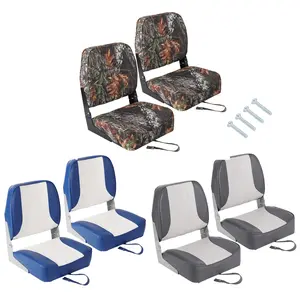 2 Pack Folding Boat Seats Low Back, 16.5"x15.5"x23.2" UV-Resistant & Waterproof Padded Captain Chairs,Marine Chairs with Thick Cushion, for Fishing, Speedboats, Canoes