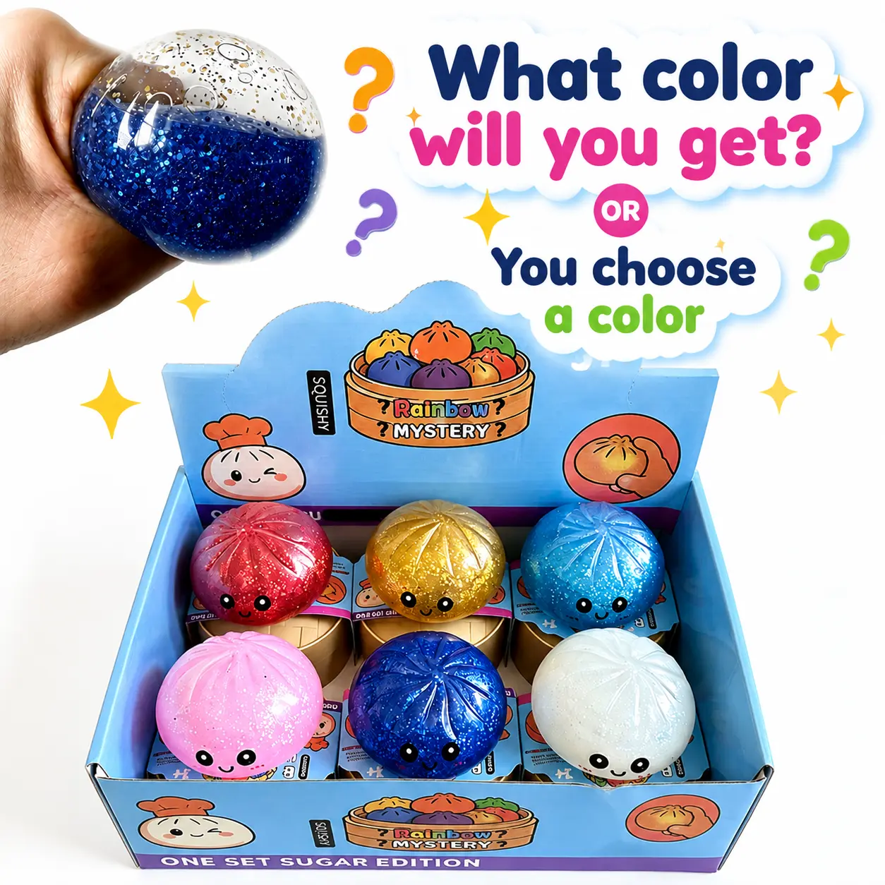 2026 Glitter Dumpling Squishy Toys, Soft Sensory Fidget Steamed Bun Squeeze Tool for Adult Stress & Anxiety Relief, for Home Office Party Gift