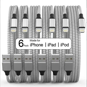 Lightning Cable [Apple MFi Certified] iPhone Charger 6Pack [3/3/6/6/6/10 Ft] Apple Charging Cable Fast Charging High Speed USB Cable Compatible iPhone 14/13/12/11 Pro Max/XS MAX/XR/XS/8-Silver&Grey