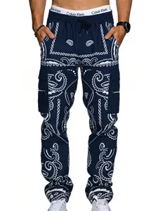 American West Coast Walnut Flower Work Pants, Casual Style, Comfortable Fit, Perfect for Daily Wear, Trendy Fashion