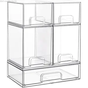 Drawers Set of 5, Clear Plastic Organizer Bins for Baby Bottle, Beauty Supplies Storage, Ideal for Kitchen Countertop, Vanity, Bathroom, Cabinet, Pantry OrganizationXXGlobalBasket8