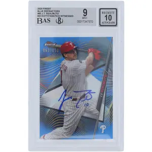 J. T. Realmuto Philadelphia Phillies Autographed 2020 Topps Finest Blue Refractors #85 #/150 Beckett Fanatics Witnessed Authenticated 9/10 Card - Fanatics Authentic Certified