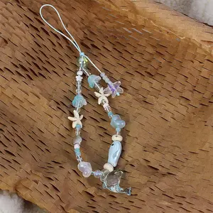 Cute Sea Life Design Beaded Phone Chain, Beaded Phone Lanyard, Fashion Phone Strap, Phone Charms for Women & Girls, Mobile Phone Decoration Accessories