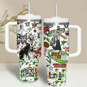 Avril Lavigne Music Custom 40oz Tumbler With Handle, Music Tour Tumbler