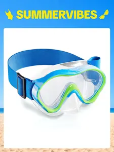 Aegend Unisex Kids Snorkel Mask - Tempered Glass Lens, 180° Wide-View, Anti-Fog, Adjustable Knitted Strap, Comfortable Outdoor Swimmable Underwater Sports Eyewear for Snorkeling & Diving