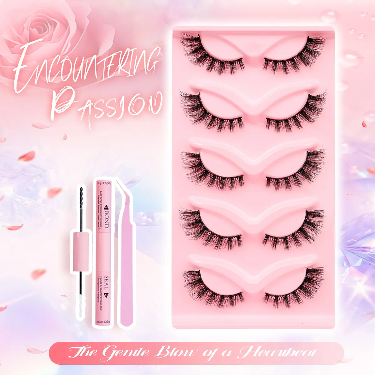 X08 Fox Eyes 5 Pairs Mixed Colour False Eyelash Set, Eyelash Glue, Eyelash Tweezers, Beginner's Tool, Cat Eye Effect False Eyelashes, Natural Volume Eye Makeup Striped Eyelashes for Women and Girls. manga lash v eyes lashes Cosmetic fairy lash clusters