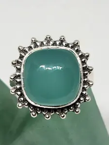 Aqua Chalcedony in Sunburst Sterling Silver