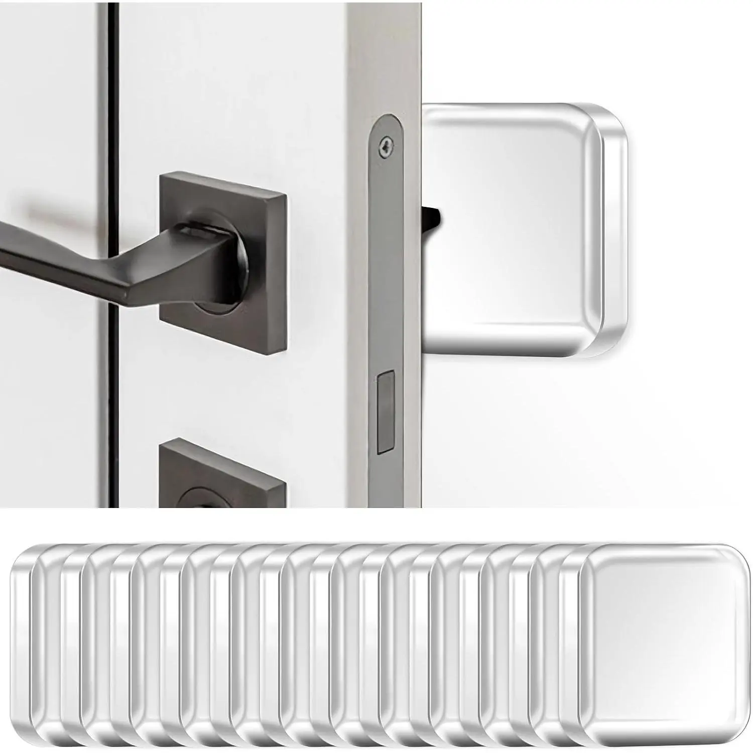 12PCS Clear Door Stoppers for Wall  Protectors from Knobs with Strong Back Self Adhesive Quiet Shock Absorbent Silicone Knob Protector Handle Bumpers