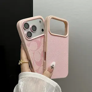 Luxury Pink Textured Shockproof Soft Phone Case with Button Protection, Casing for iPhone 12/13/14/15/16/17 Pro Max & 16 Plus, Women's Cute Influencer-Style Full-Ceramic Protective Cover, Best-Selling Gift, Wireless Phone Accessories