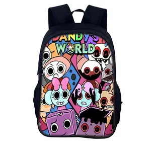 Men's Gothic Cartoon Character Collage Print Backpack - Black, Single Pack, Side Mesh Water Bottle Pocket, Padded Ergonomic Shoulder Straps, Multi-Compartment Storage, Lightweight Waterproof Oxford Fabric, Streetwear Daily Use