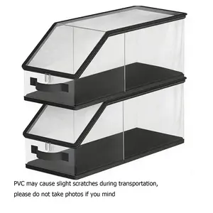 2-Pack Transparent Baseball Hat Storage Box, Holds 24 Hats, Stackable & Foldable, Dust-Proof, Moisture-Resistant, Ideal for Home, Closet, Store Display