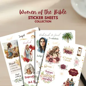 Women of the Bible Bundle Sticker Sheets Bible Study Watercolor Faith Stickers Esther Deborah Rahab Ruth Journaling kit for Church Group