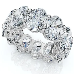 12Ct Oval Diamond Eternity Ring 14k Gold or Platinum Wedding Band Lab Grown