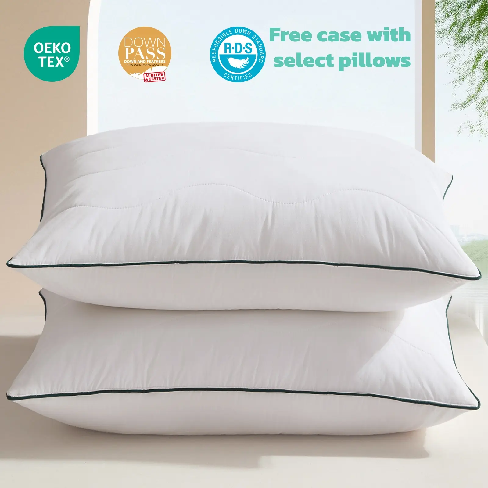 【Goose Feather Down Pillows】-Three Geese -  Luxury 5 Star Hotel Quality Pillows Machine Washable Three Layer Filling Pillow Low Allergy Comfortable Neck Support Rebound Fluffy Pillows Organic Cotton,US warehouse