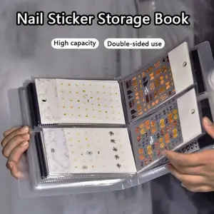 Nail Art Sticker Storage Book 80 Sheets Large Capacity Simple Display Album Tool Card Bag Nail Salon Organizer Clear Matte Texture Organizer Storage Supplies