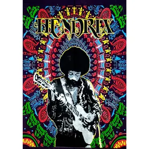 Jimi Hendrix Guitar Poster Wall Hanging Trippy Tapestries 30 x 40 Inches Jimmie Hendrix Rock legend Music Tapestry Jimmy Bohemian Decoration Psychedelic Hippie Large Vintage Decor (Violet)