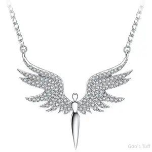 Necklace Viral Trendy Hip Hop Minimalist Statement Jewelry Angel Wing Dagger Pendant Paved CZ Clavicle Chain Unisex Mens Womens Neck Accessory Sparkling Sturdy Smooth Daily Casual Street Outfit