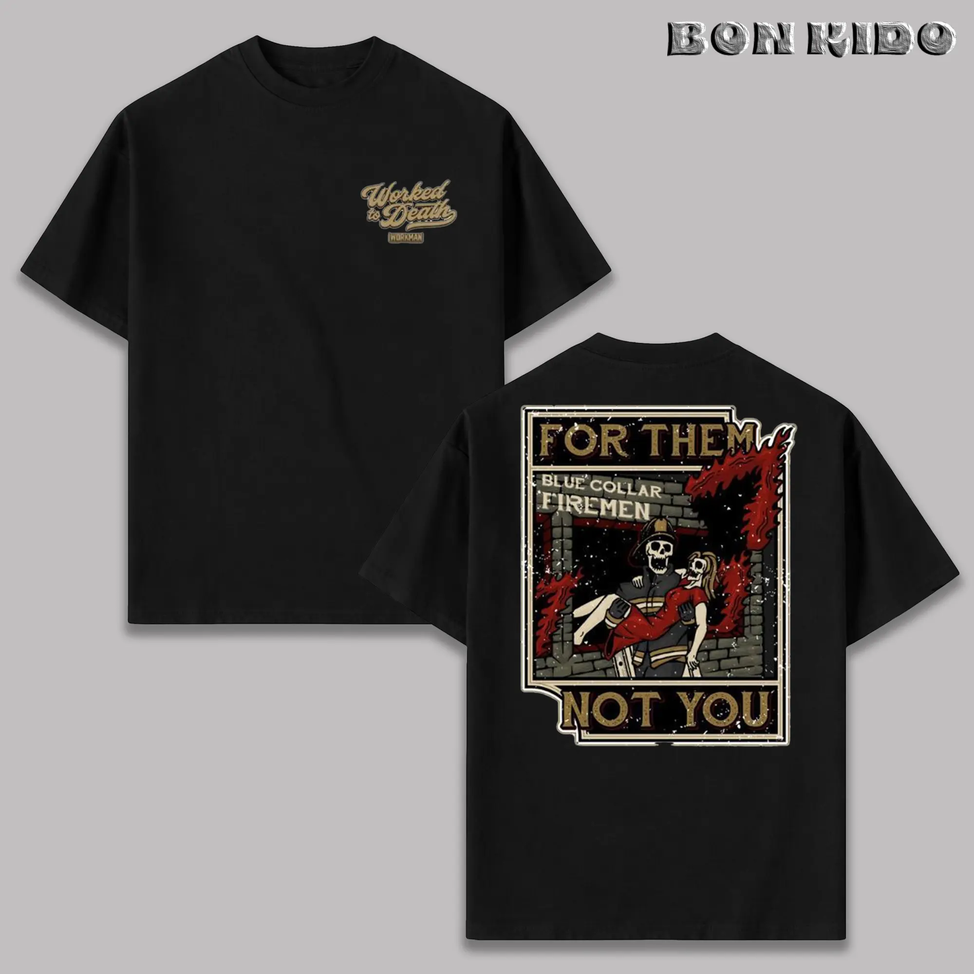 Men's Classic Cotton Fabric Short-Sleeve Round Neck T-Shirt - "For Them Not You" Firefighter Print, Blue Collar First Responder Hero Top, Breathable Streetwear Tshirt, Shortsleeve, Clothes, Outfits, Unisex Fit, Vibrant Art, Graphic Print, Hero Theme, 3Xl,