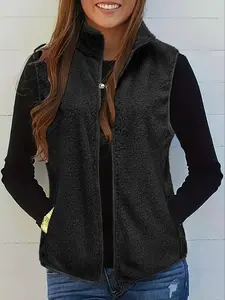 Women's autumn and winter daily casual Fitted vest jacket, zipper thermal jacket