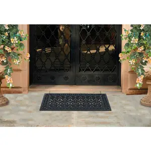 Black Paisley Rubber Doormat 24"X36"
